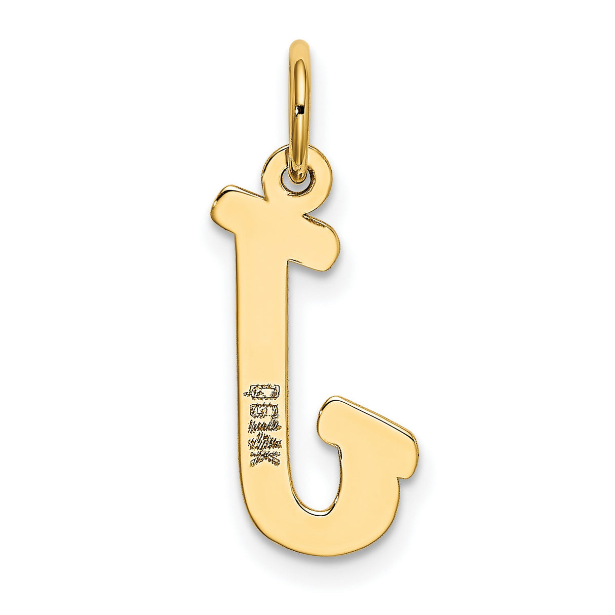 10k Yellow Gold Letter J Pendant, Small Block Initial Charm, Unisex Alphabet Jewelry