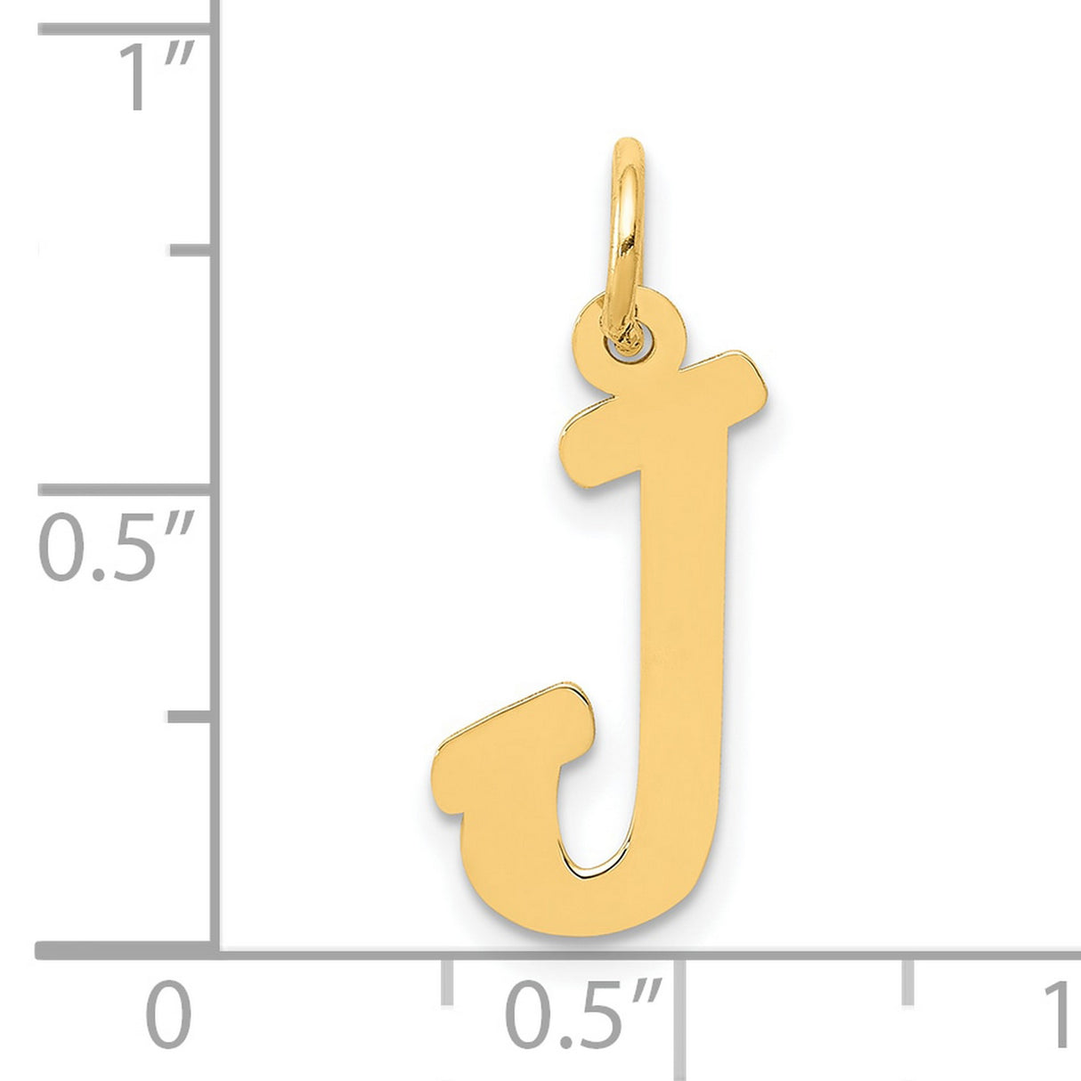 10k Yellow Gold Letter J Pendant, Small Block Initial Charm, Unisex Alphabet Jewelry