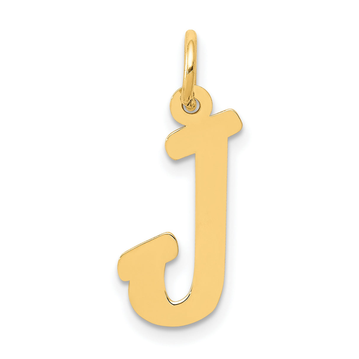 10k Yellow Gold Letter J Pendant, Small Block Initial Charm, Unisex Alphabet Jewelry