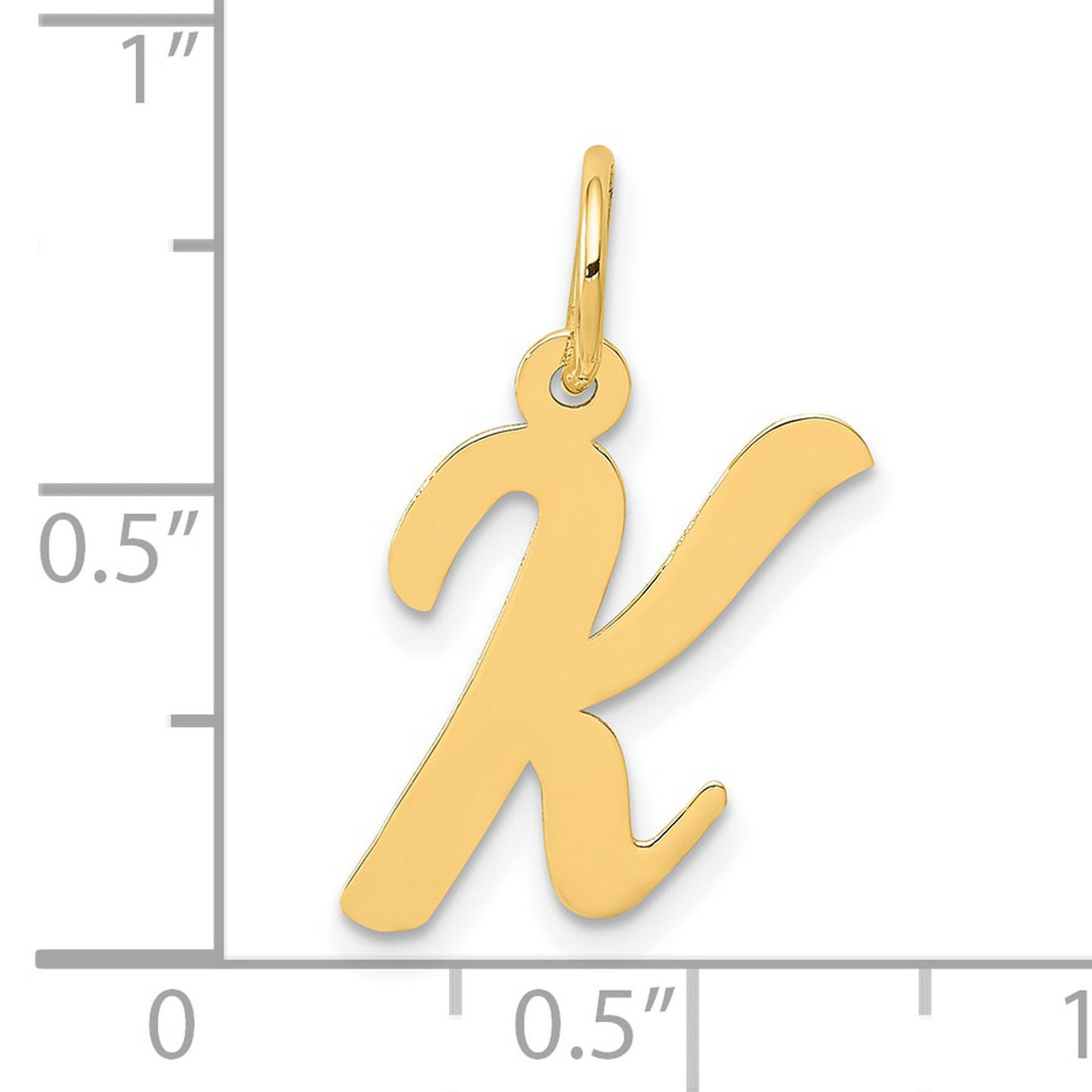 10k Yellow Gold Initial K Pendant, Polished Script Letter Charm for Women