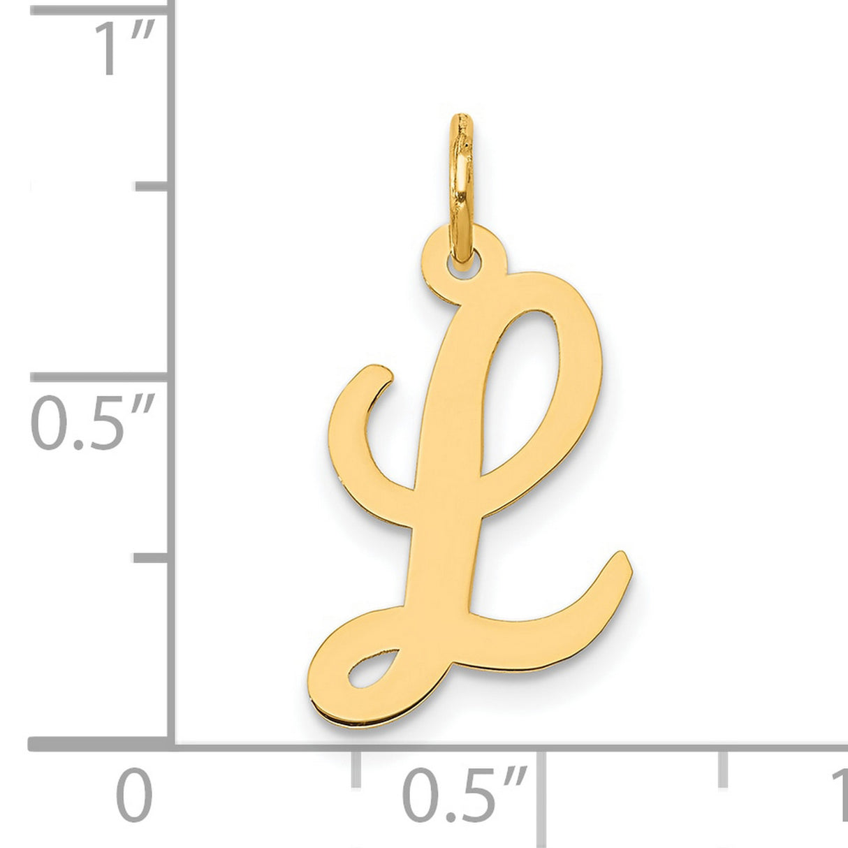 10k Yellow Gold Initial L Pendant, Script Letter Charm with Polished Finish