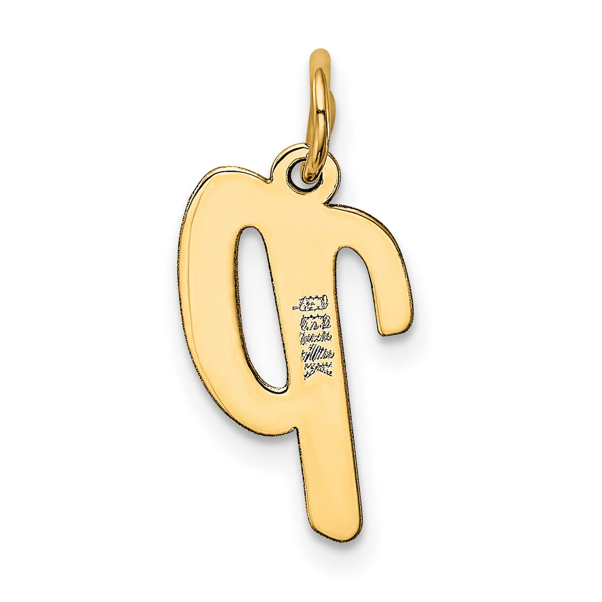 10k Yellow Gold Pendant Charm, Lowercase Letter P Script Initial, Unisex Alphabet Jewelry
