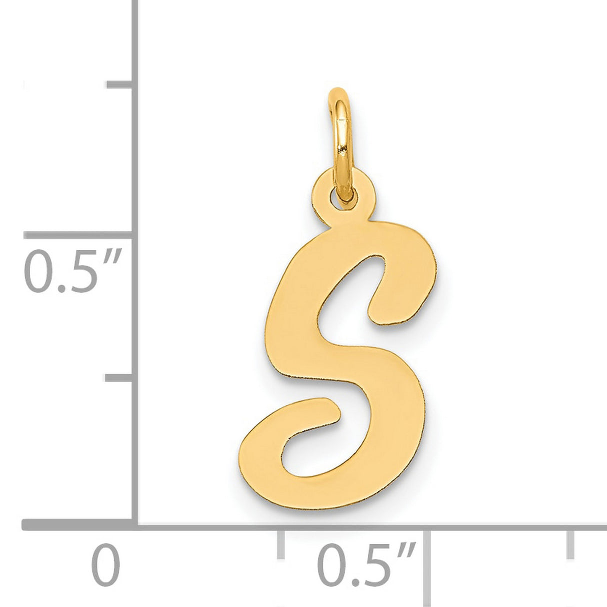10k Yellow Gold Letter S Pendant Charm, Polished Script Initial Monogram Jewelry
