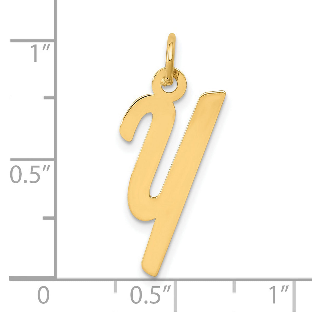 Medium Script Letter Y Initial Charm Pendant in Real 10k Yellow Gold