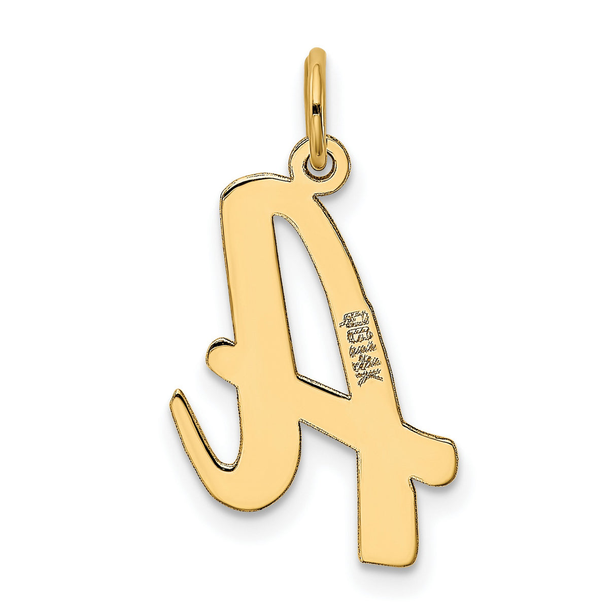 10k Yellow Gold Script A Pendant Charm, Cursive Letter Initial Design for Women or Unisex Wear