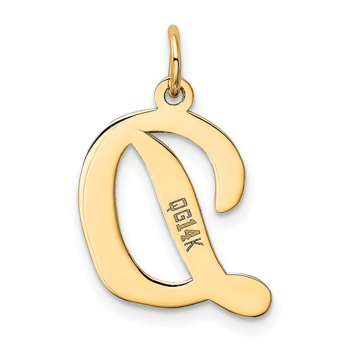 10k Yellow Gold Initial C Pendant Charm, Cursive Script Letter Design for Women or Unisex Wear