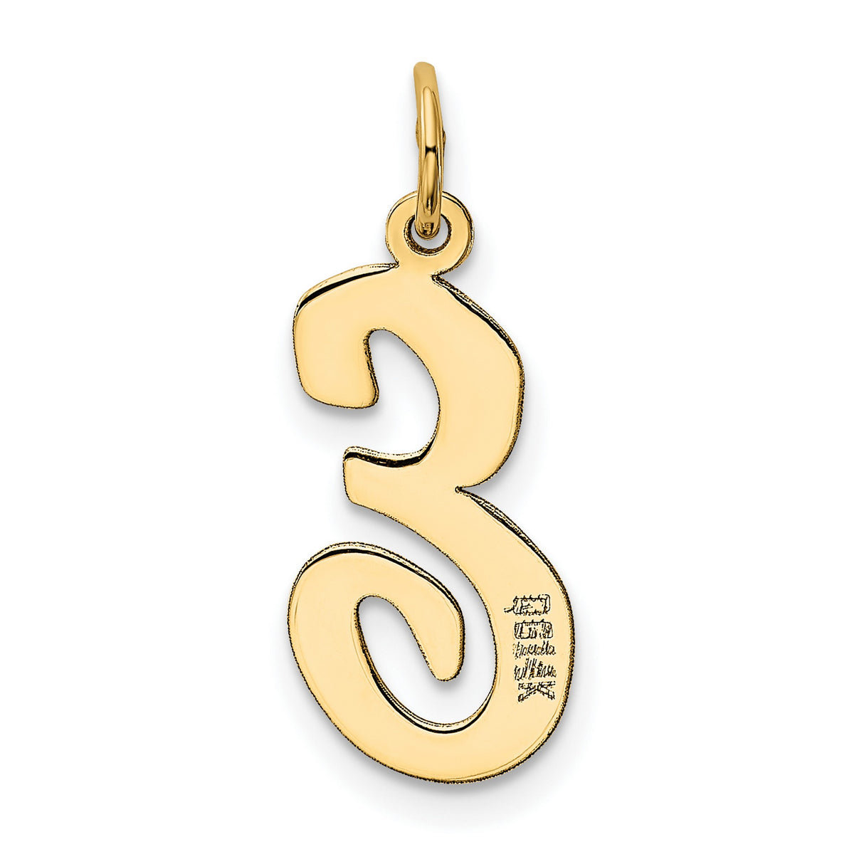 10k Yellow Gold Script Initial E Pendant, Polished Cursive Letter Charm for Women