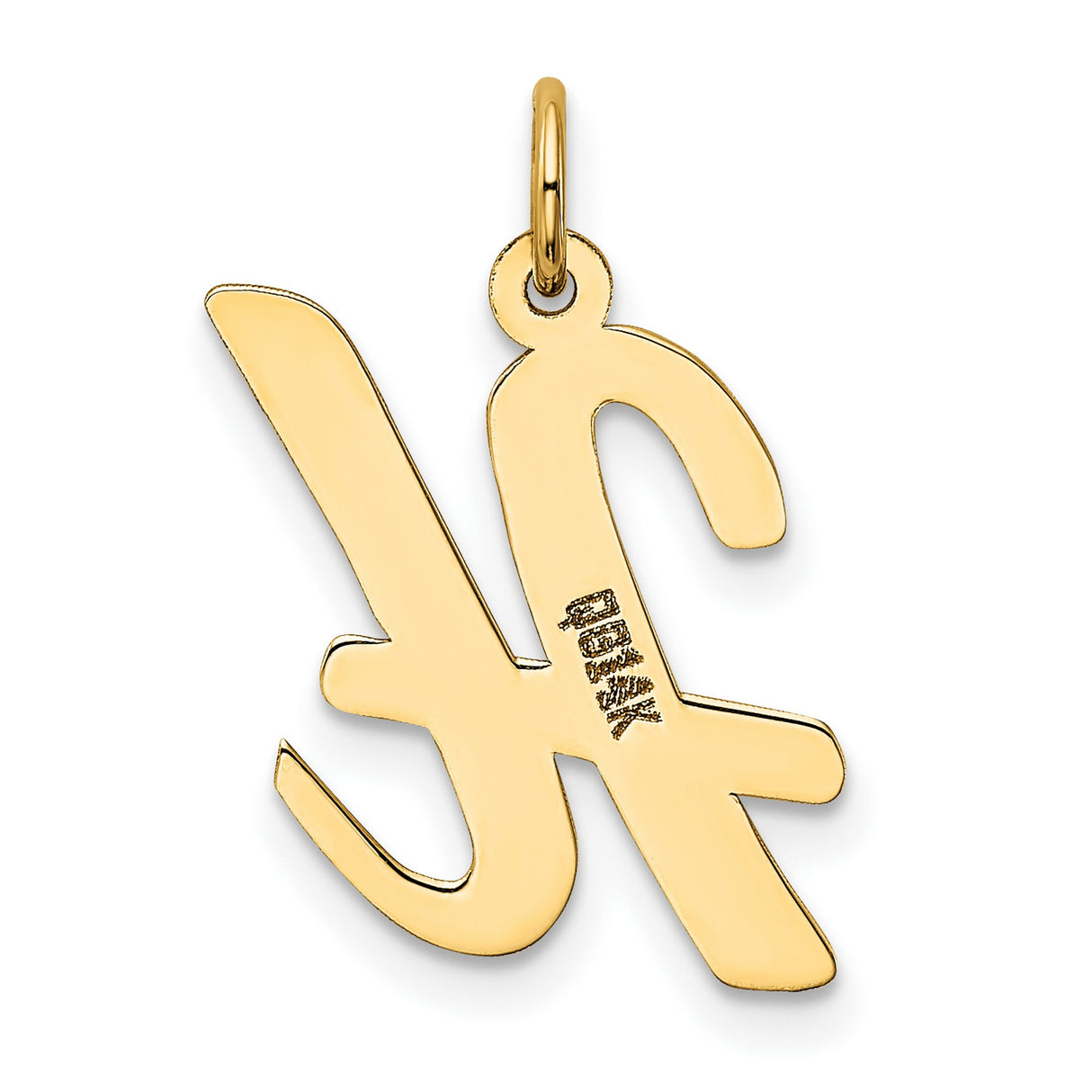 10k Yellow Gold Initial Pendant, Script Letter H Charm, Polished Monogram Jewelry for Women