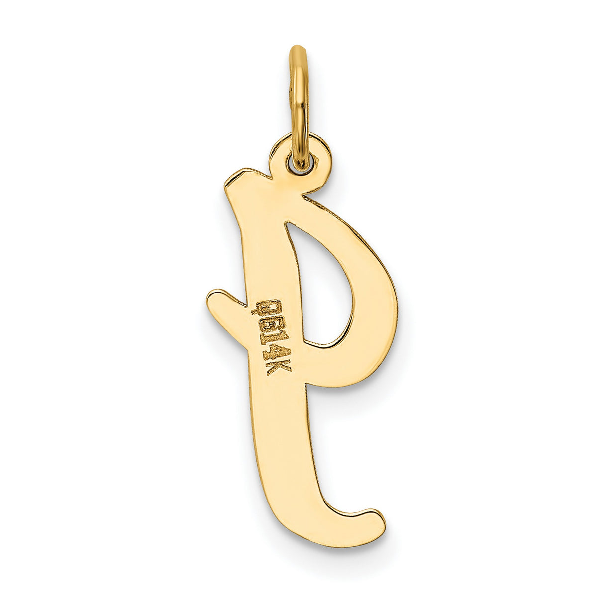10k Yellow Gold Script Letter J Pendant, Cursive Initial Charm for Women or Unisex Wear