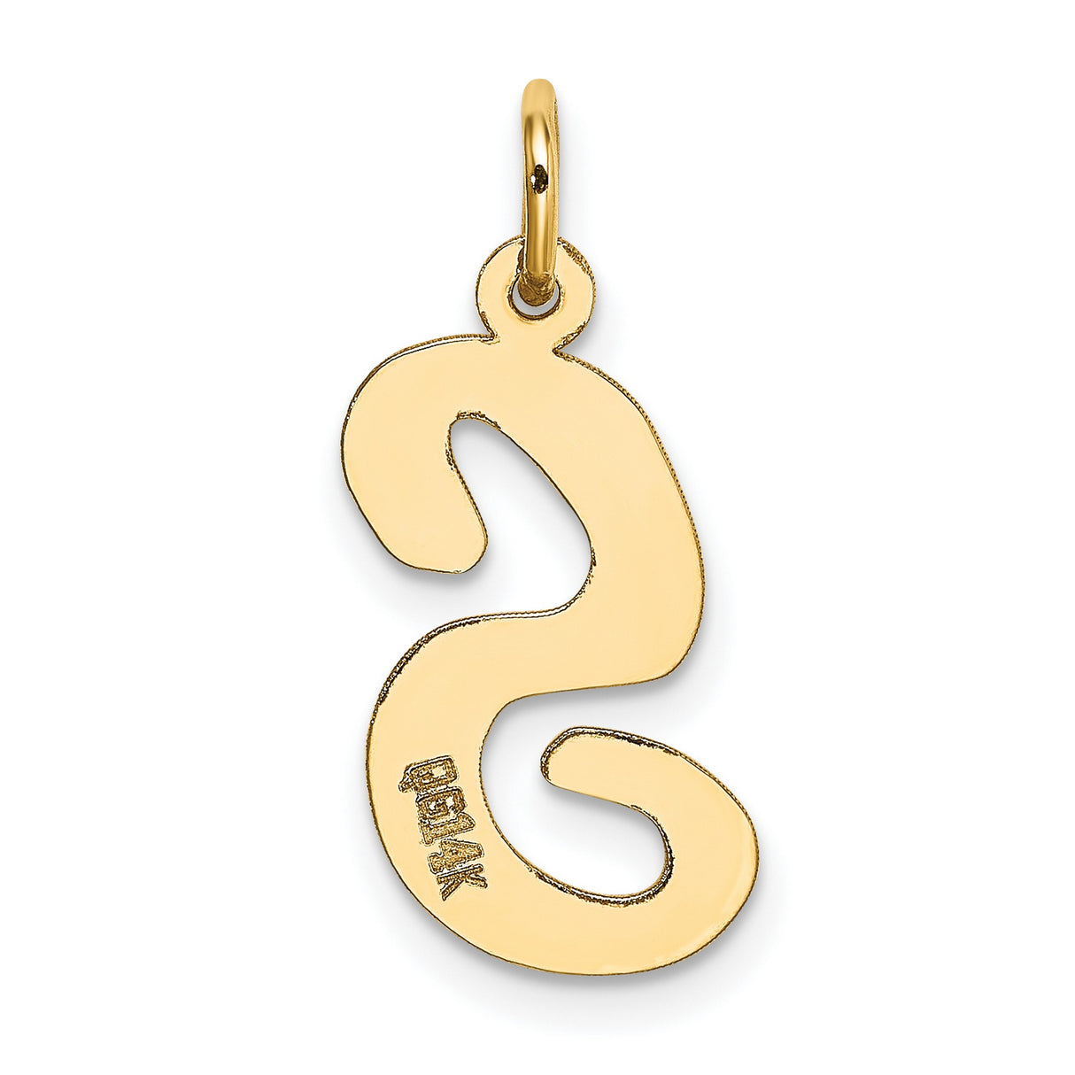 10k Yellow Gold Script Letter S Pendant Charm, Polished Monogram Jewelry