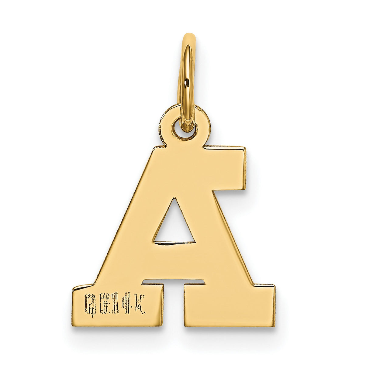10k Yellow Gold Initial A Pendant, Block Letter Charm, Unisex Monogram Jewelry