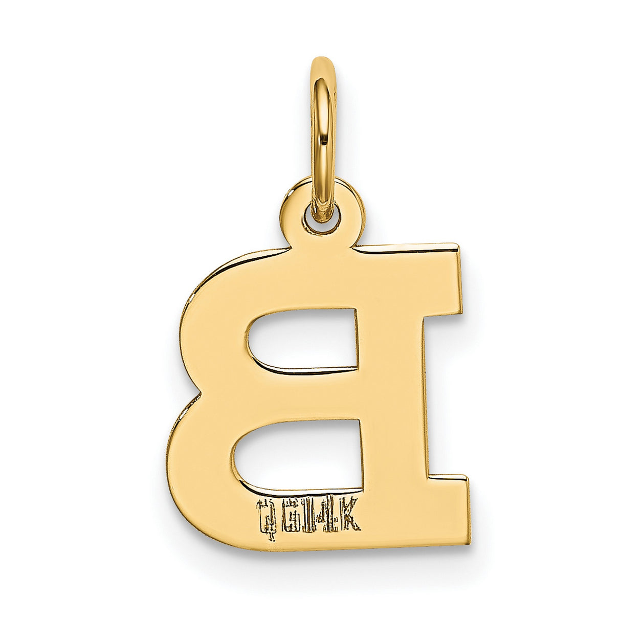 10k Yellow Gold Block Initial B Pendant Charm, Polished Letter Jewelry for Women or Unisex Use