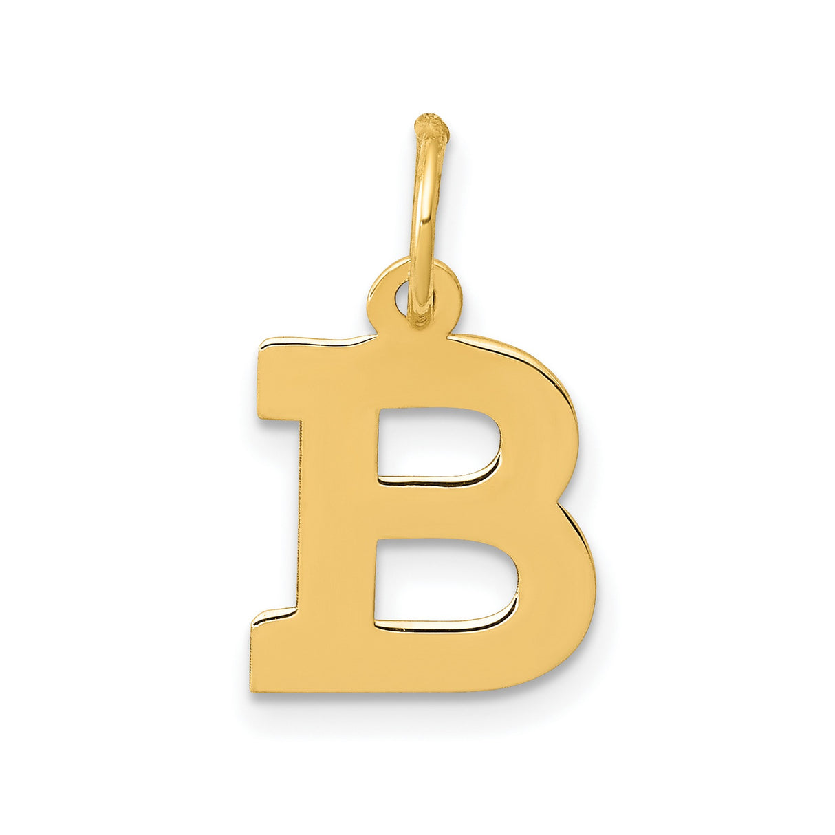 10k Yellow Gold Block Initial B Pendant Charm, Polished Letter Jewelry for Women or Unisex Use