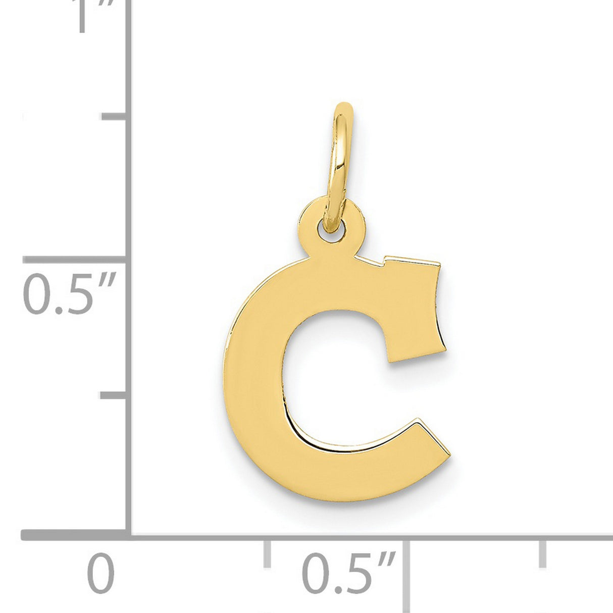 10k Yellow Gold Letter C Pendant Charm, High Polish Block Initial, Modern Alphabet Jewelry