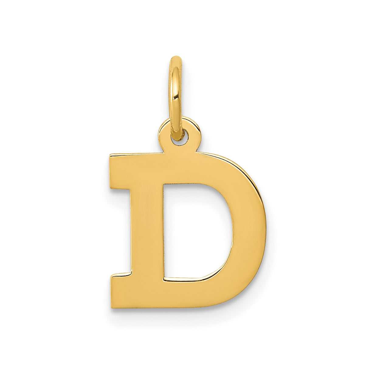 10k Yellow Gold Initial D Pendant, Bold Block Letter Charm, Polished Monogram Jewelry