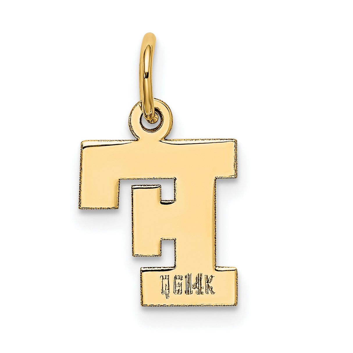 10k Yellow Gold Initial F Pendant Charm, Block Letter Flat Design for Women or Unisex Wear