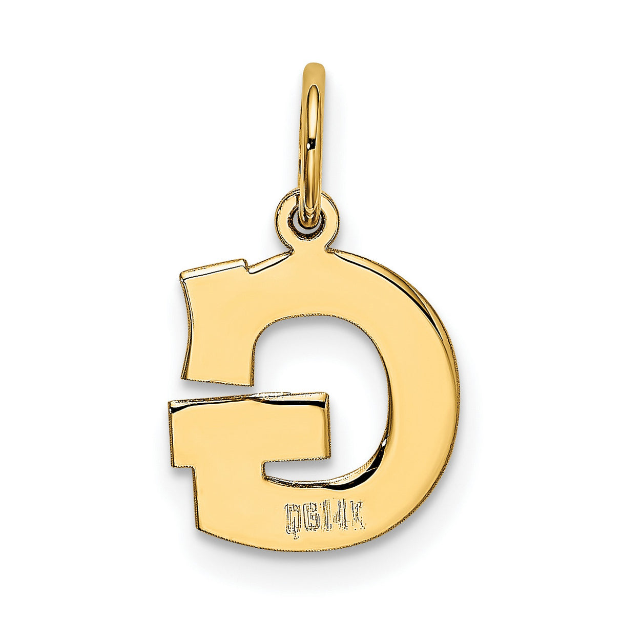 10k Yellow Gold Letter G Pendant, Polished Block Initial Charm, Unisex Monogram Jewelry