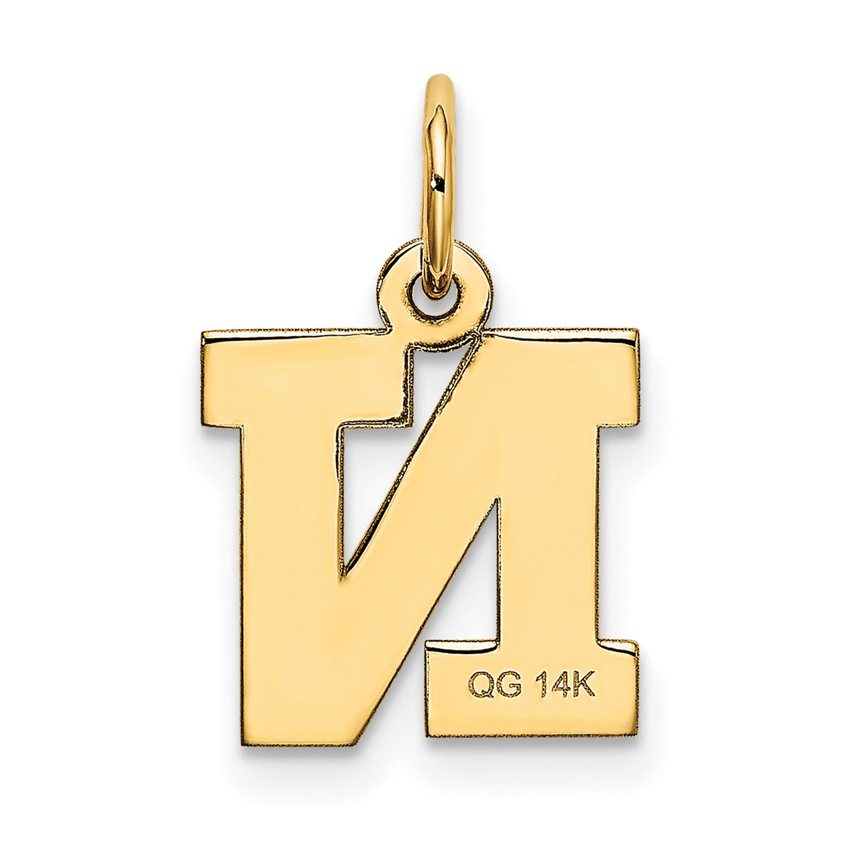 10k Yellow Gold Letter N Pendant, Bold Block Initial Charm for Women or Unisex Wear