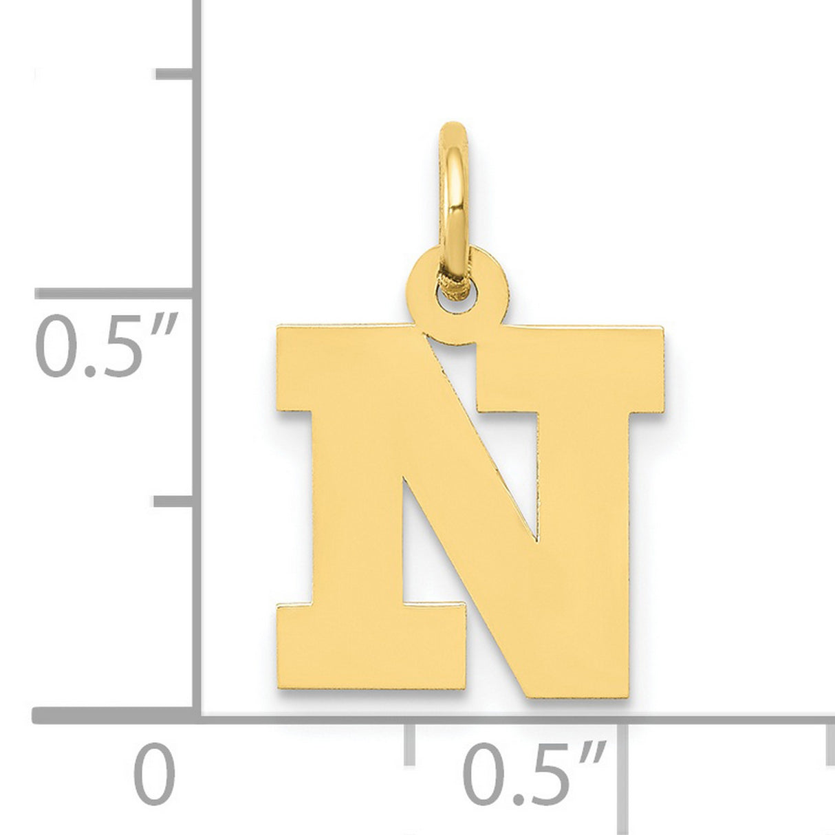 10k Yellow Gold Letter N Pendant, Bold Block Initial Charm for Women or Unisex Wear