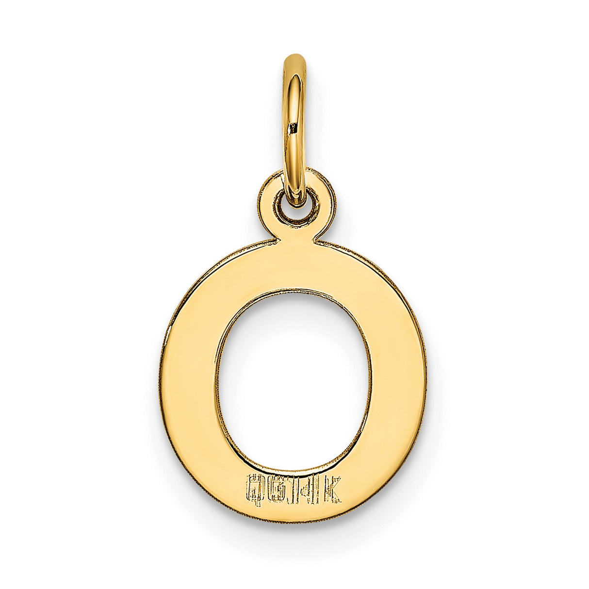 10k Yellow Gold Letter O Pendant Charm, Polished Oval Initial Jewelry for Women