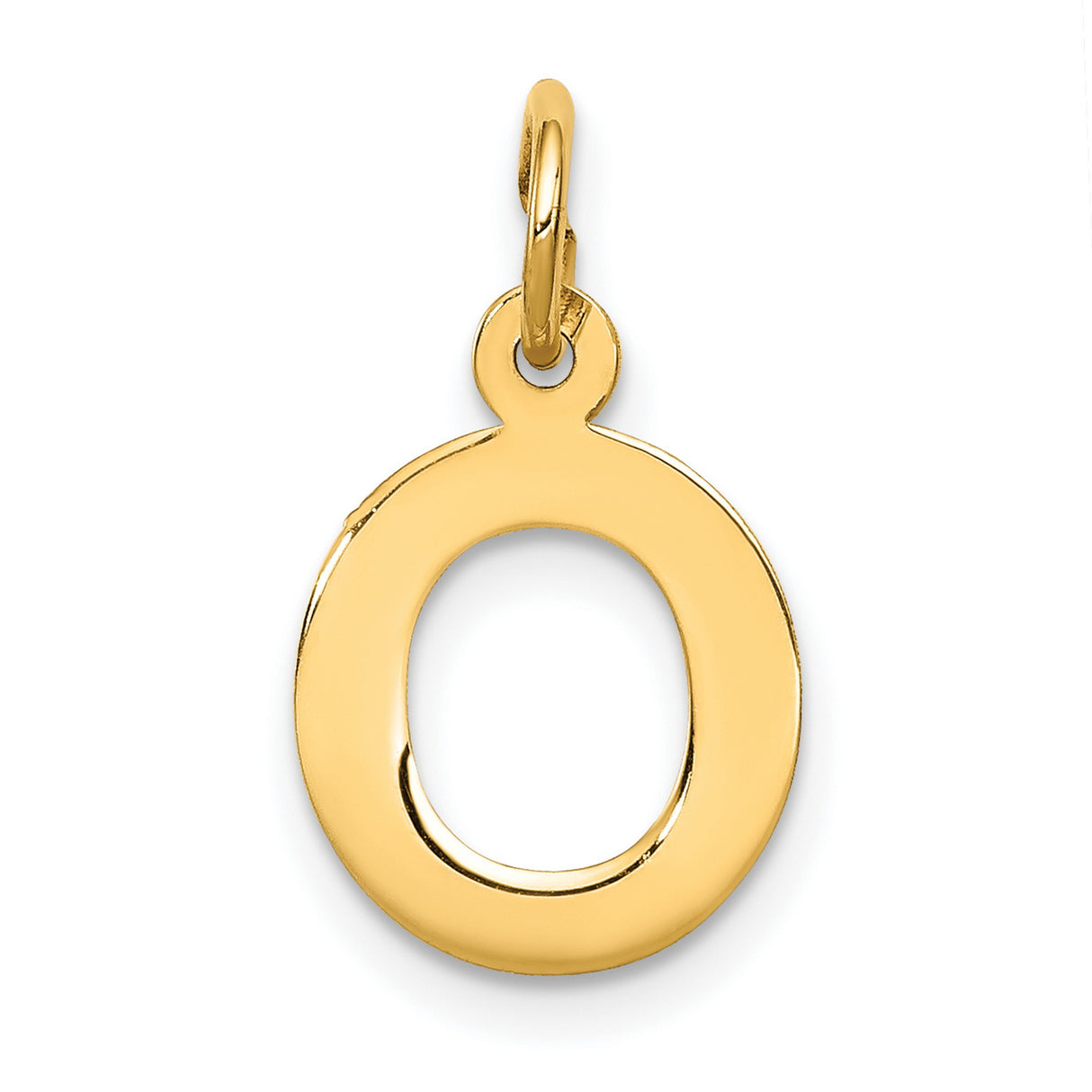 10k Yellow Gold Letter O Pendant Charm, Polished Oval Initial Jewelry for Women