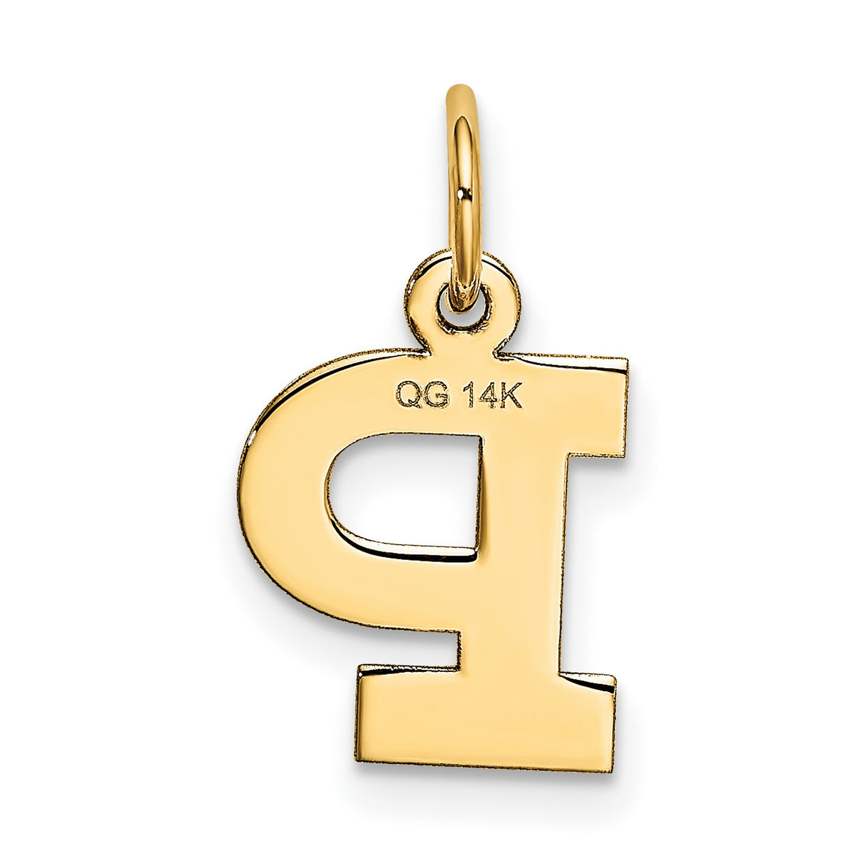 10k Yellow Gold Initial P Pendant, Polished Block Letter Charm, Unisex Minimalist Monogram Jewelry