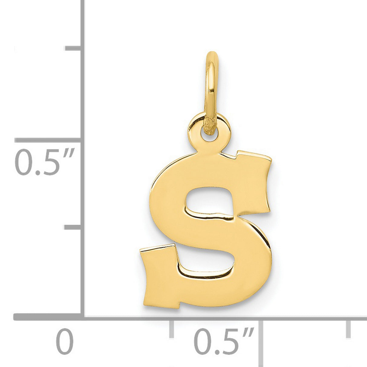10k Yellow Gold Dollar Sign Pendant, Polished Money Symbol Charm, Unisex Hip Hop Jewelry