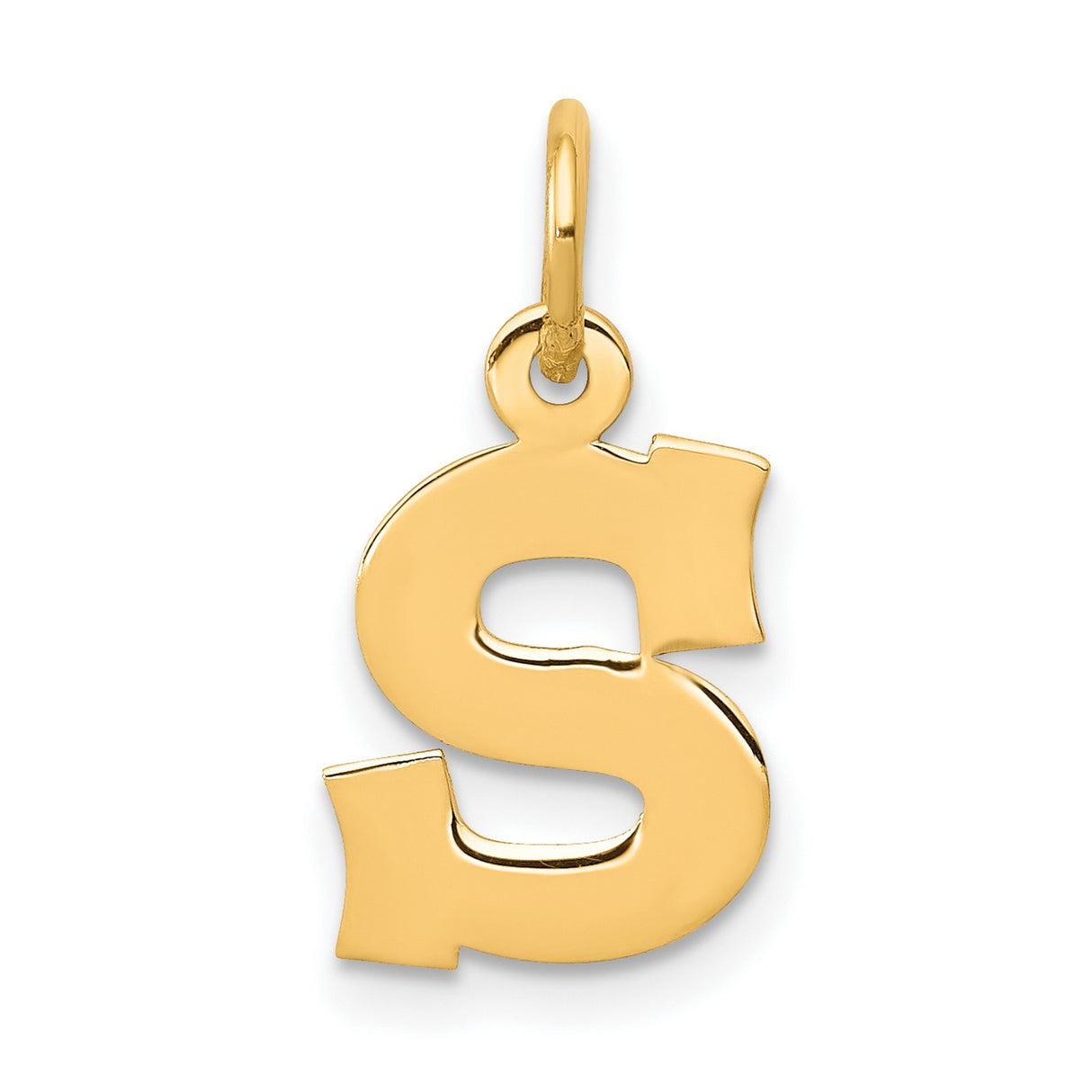 10k Yellow Gold Dollar Sign Pendant, Polished Money Symbol Charm, Unisex Hip Hop Jewelry