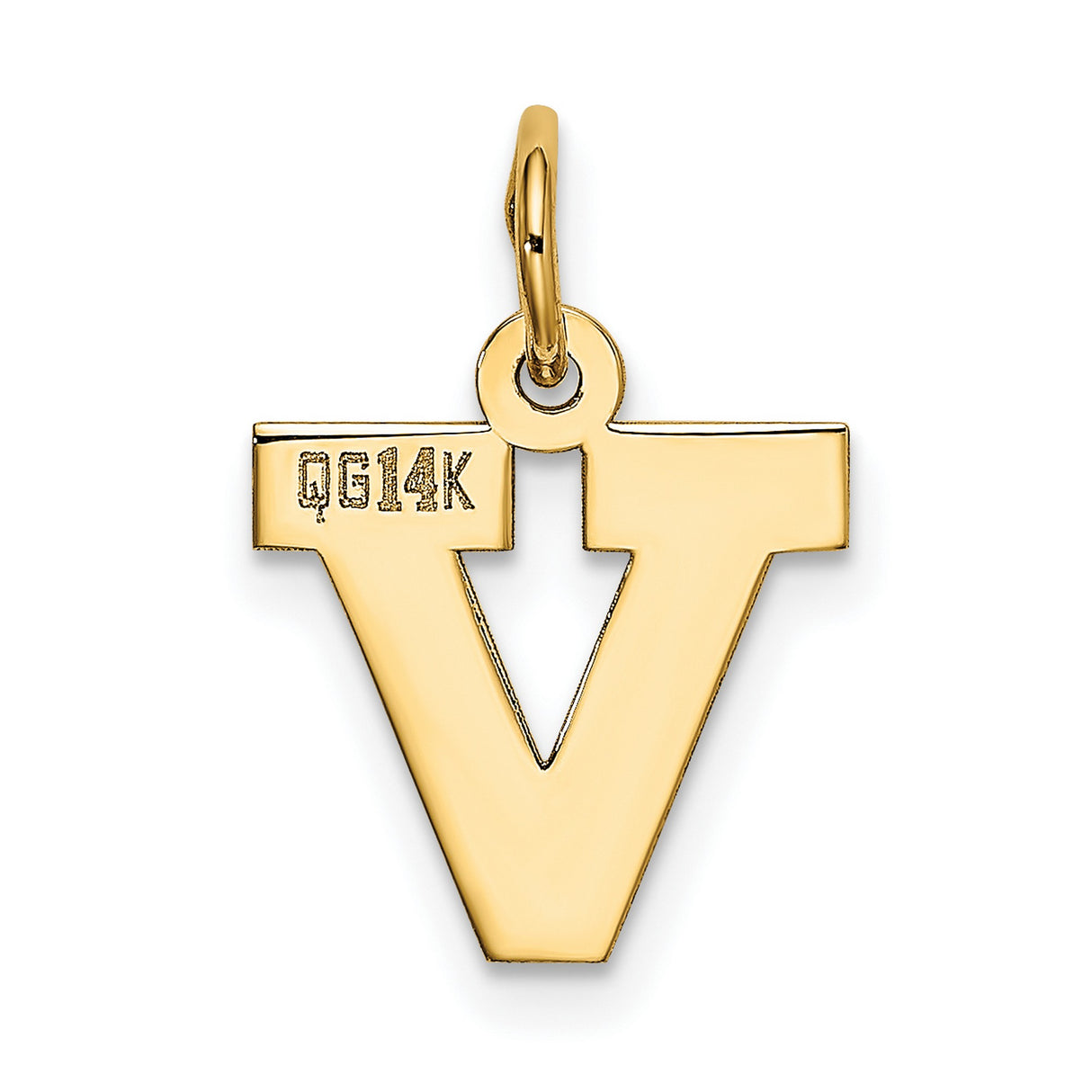 10k Yellow Gold Mens Pendant with Stylized Letter V and Cutout Cross Symbol