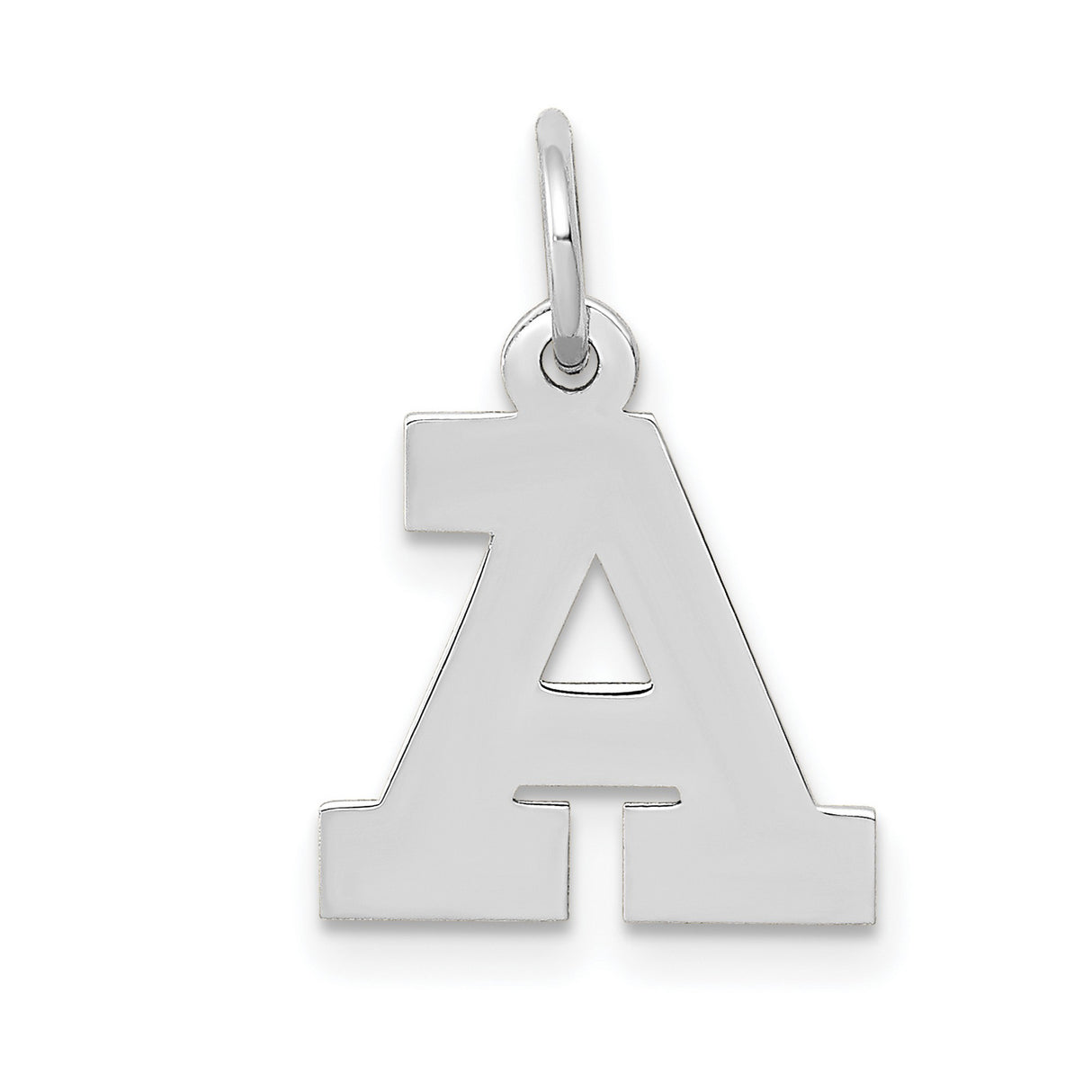 10k White Gold Initial Pendant with Block Letter A, Bold Modern Alphabet Charm for Women or Unisex