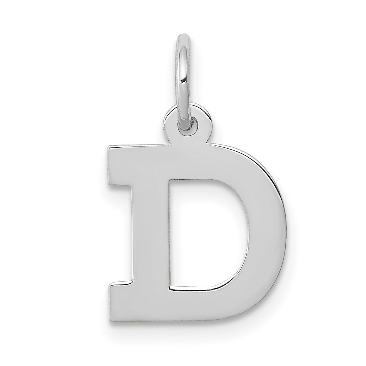 10k White Gold Initial Pendant D, Block Letter Charm, Monogram Jewelry for Men or Women