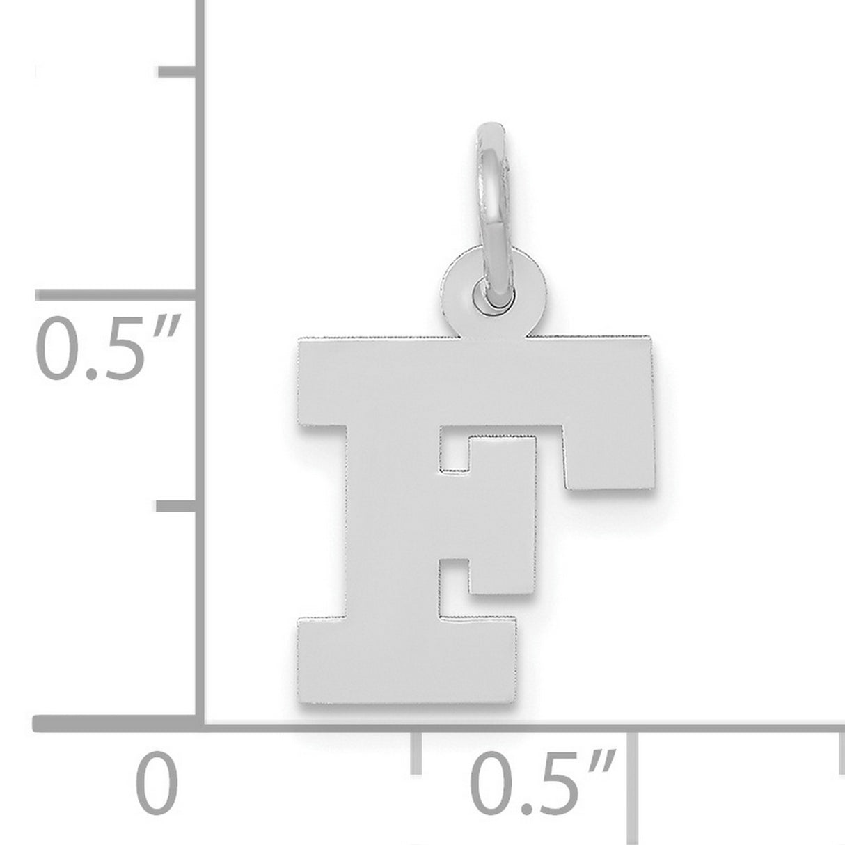 10k White Gold Letter F Pendant, Flat Block Initial Charm for Women or Unisex Wear