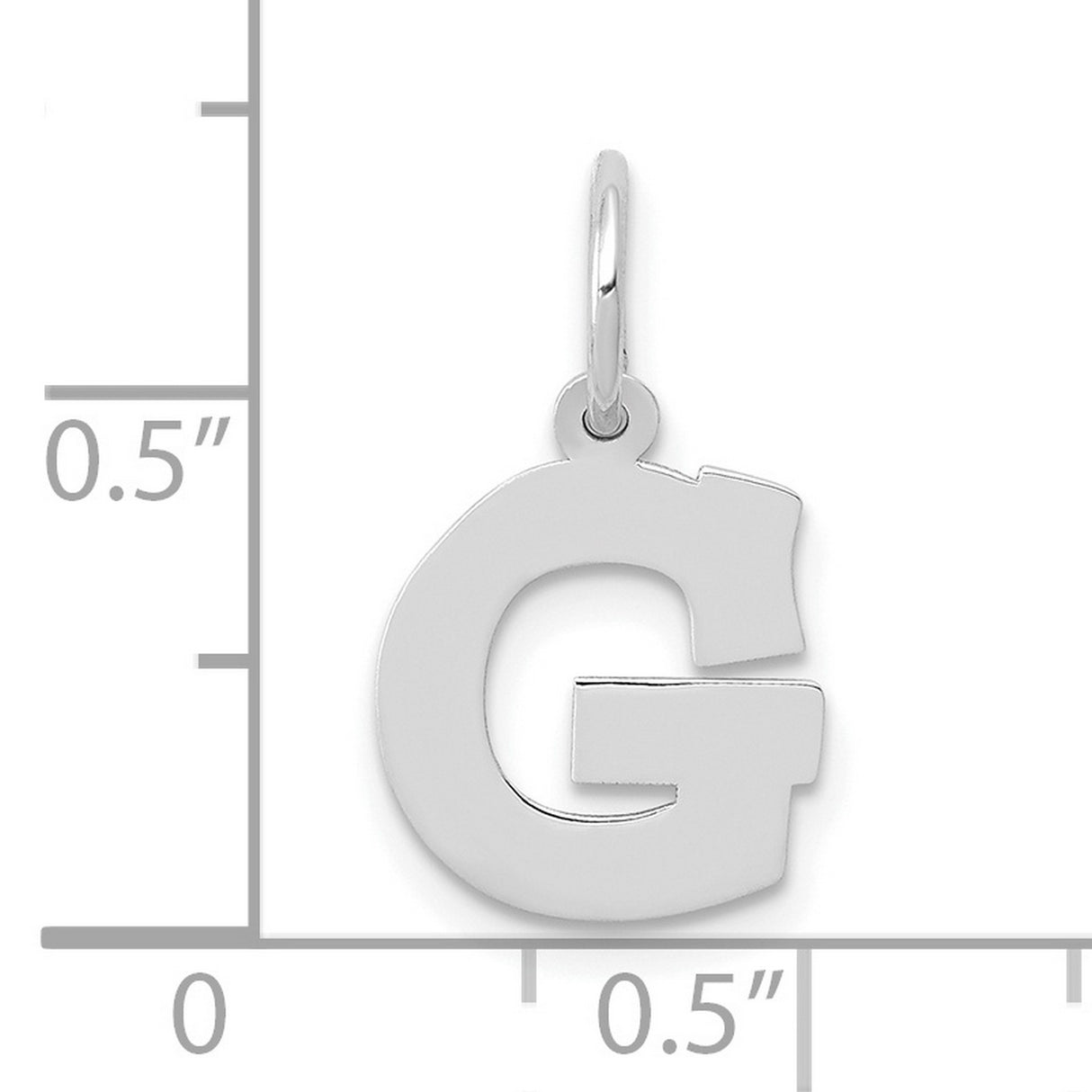 10k White Gold Pendant, Letter G Block Initial Charm, Monogram Style for Women or Unisex
