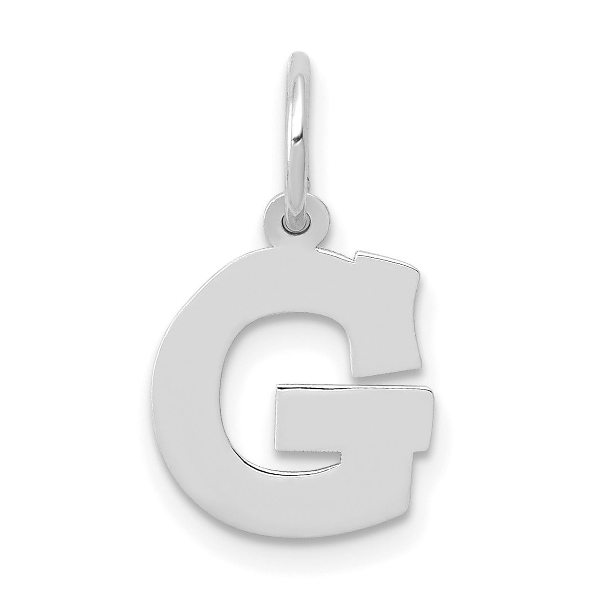 10k White Gold Pendant, Letter G Block Initial Charm, Monogram Style for Women or Unisex