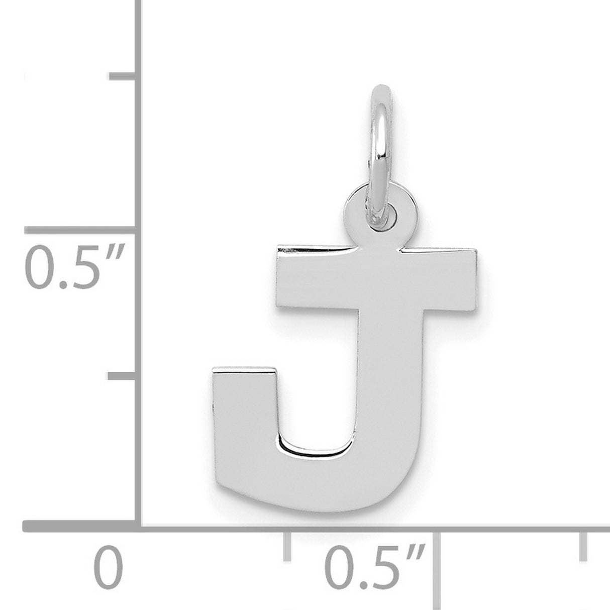 10k White Gold Initial Pendant, Block Letter J Charm, Minimalist Monogram Design