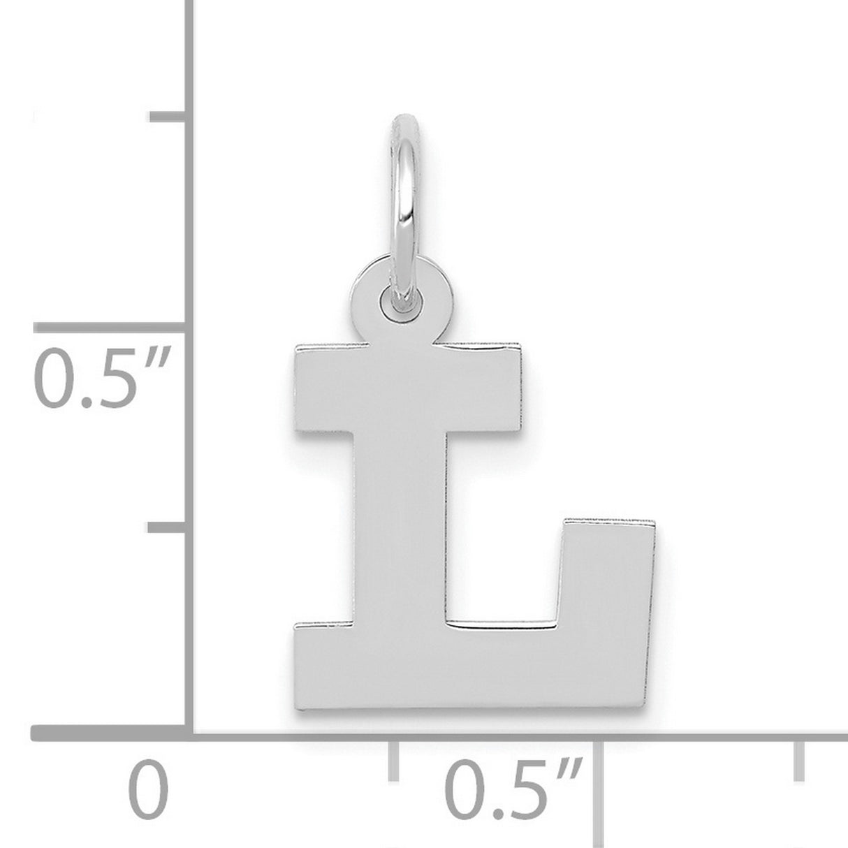 10k White Gold Initial L Pendant, Block Letter Charm, Modern Monogram Jewelry for Women or Unisex