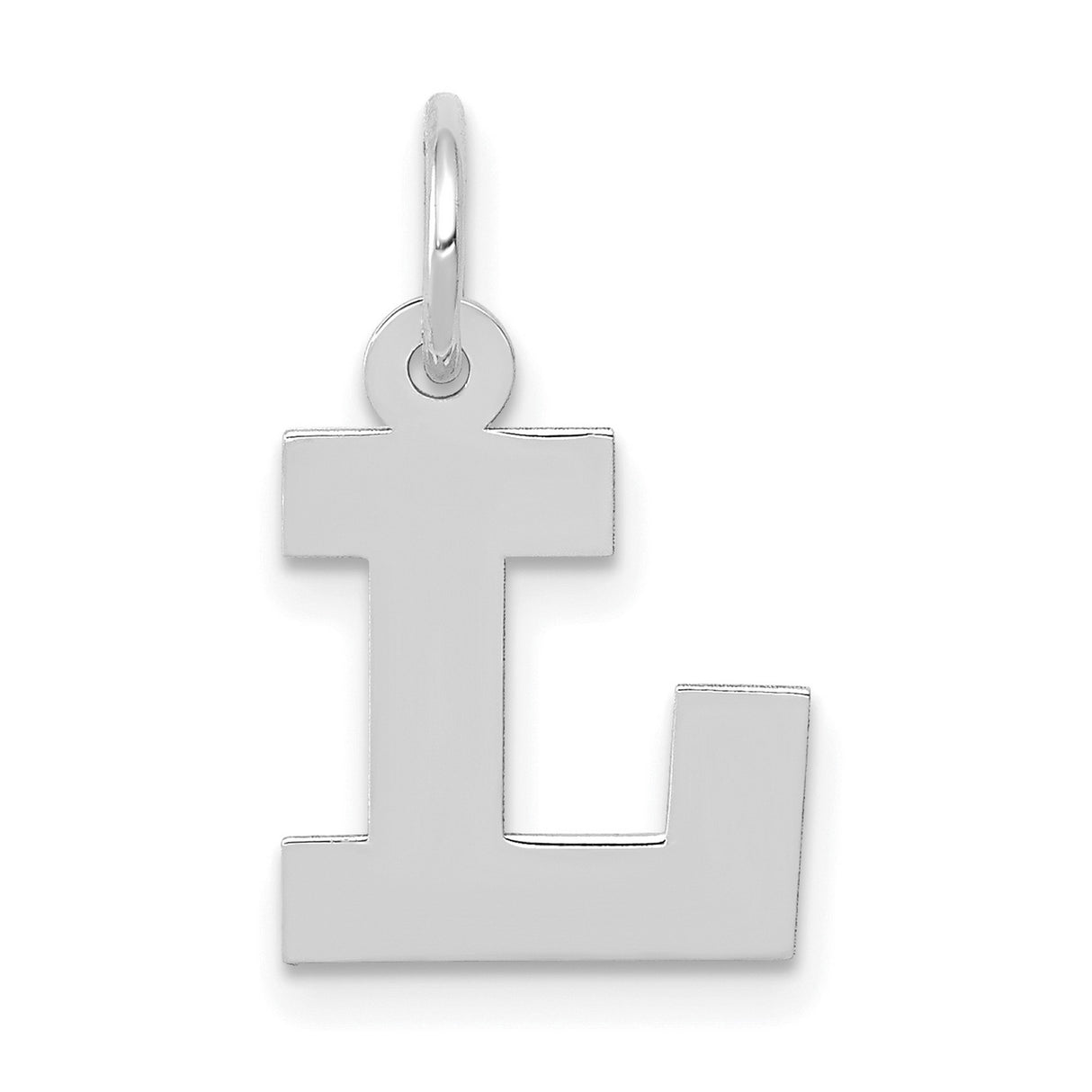 10k White Gold Initial L Pendant, Block Letter Charm, Modern Monogram Jewelry for Women or Unisex