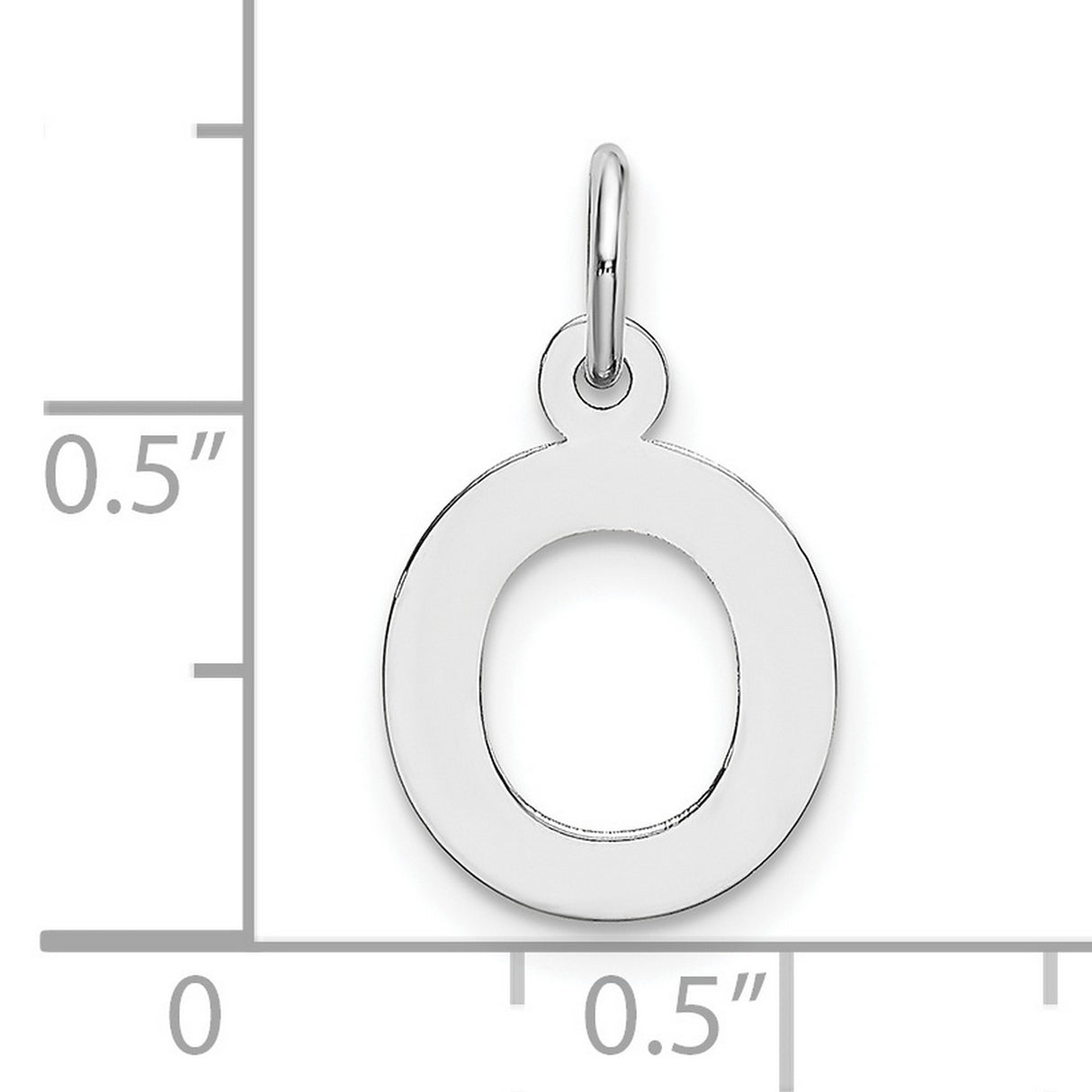 10k White Gold Capital Letter O Pendant, Open-Cut Monogram Charm for Women