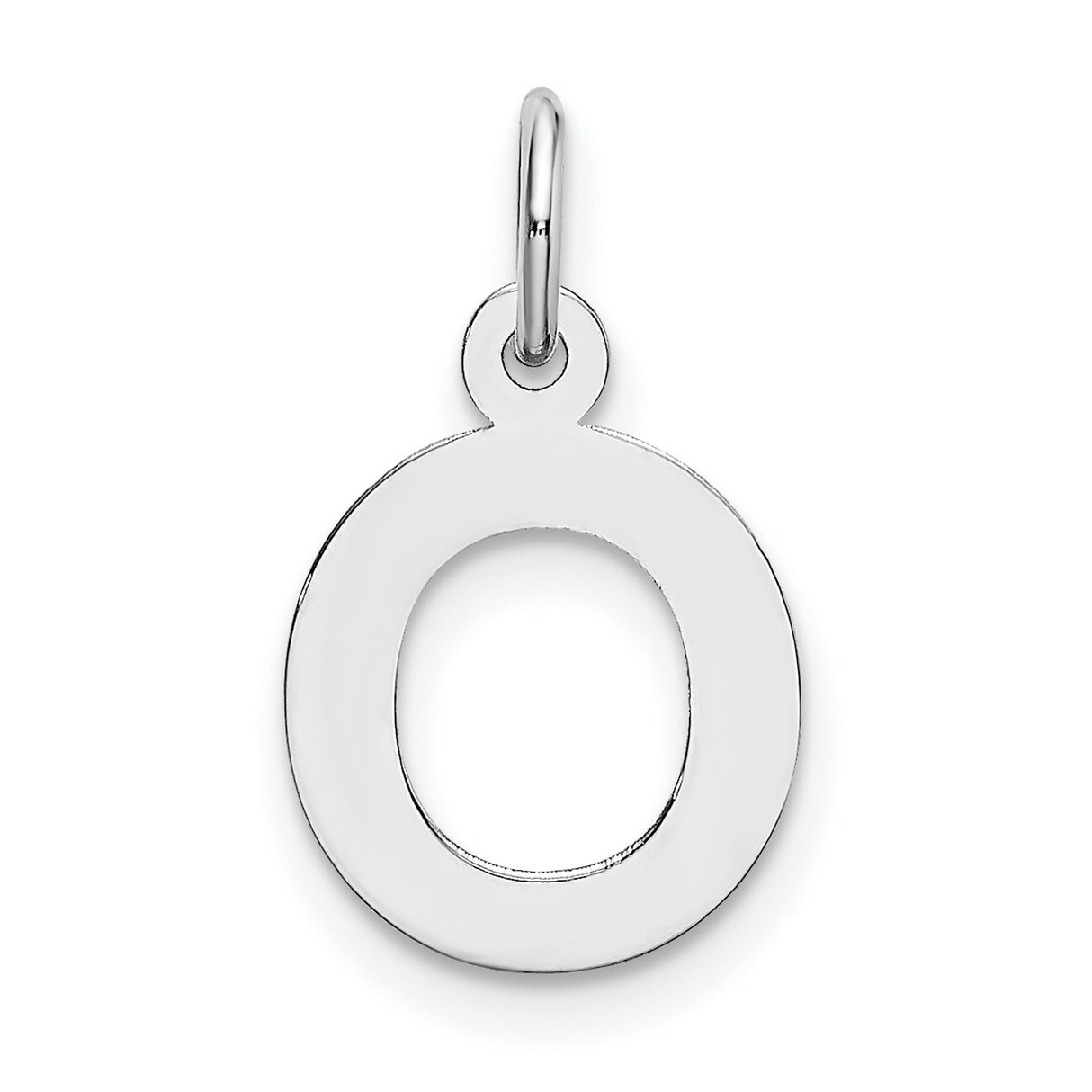 10k White Gold Capital Letter O Pendant, Open-Cut Monogram Charm for Women