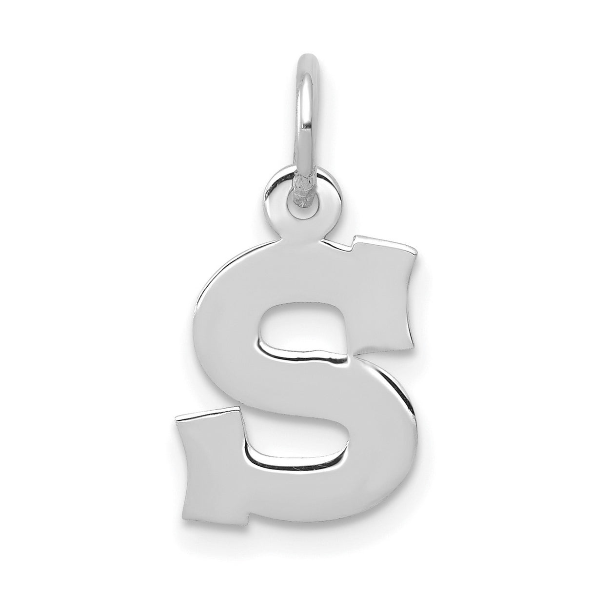 10k White Gold Dollar Sign Pendant, Polished Hip Hop Statement Charm for Men and Women