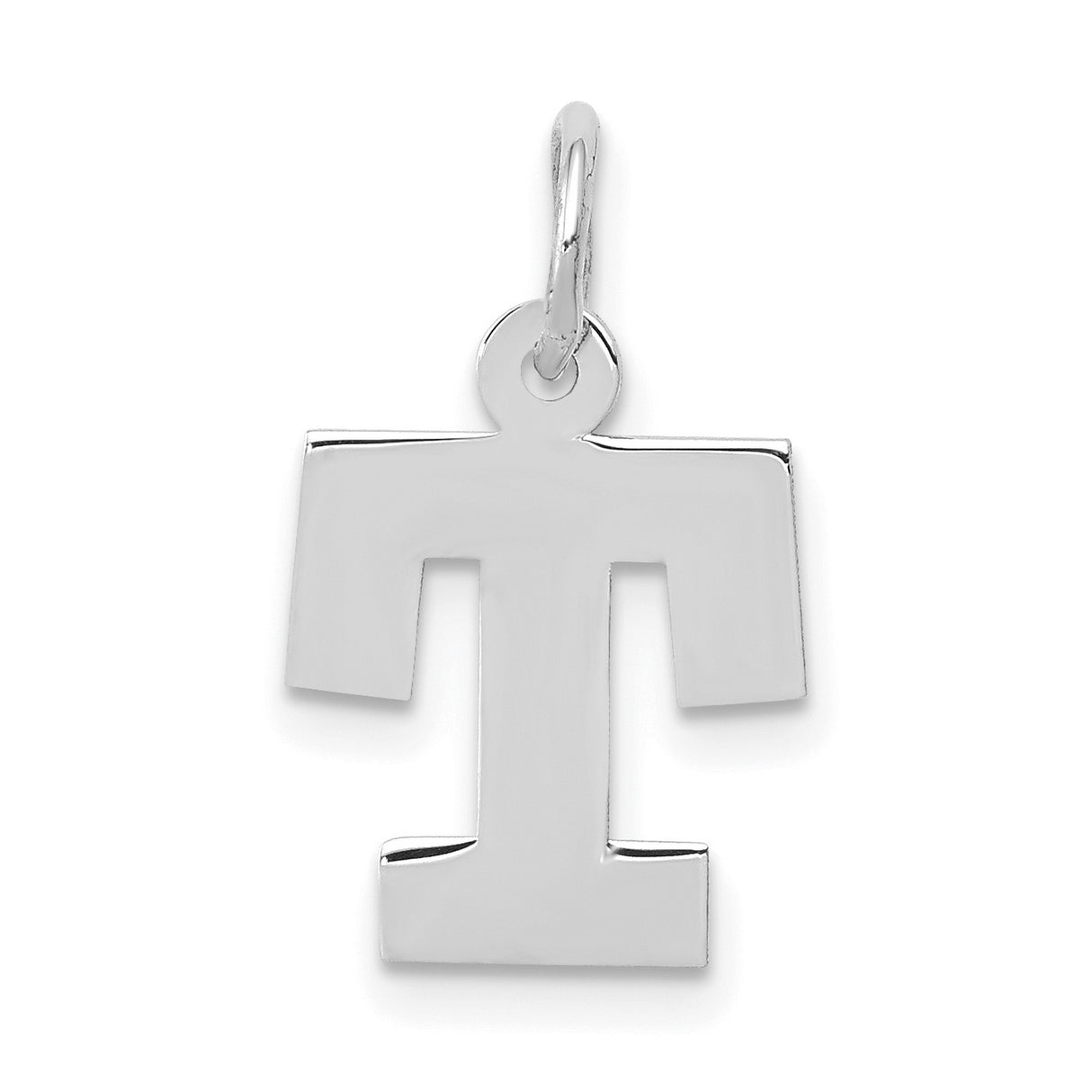 10k White Gold Tau Cross Pendant, Polished Christian Symbol of Faith for Women or Unisex Wear