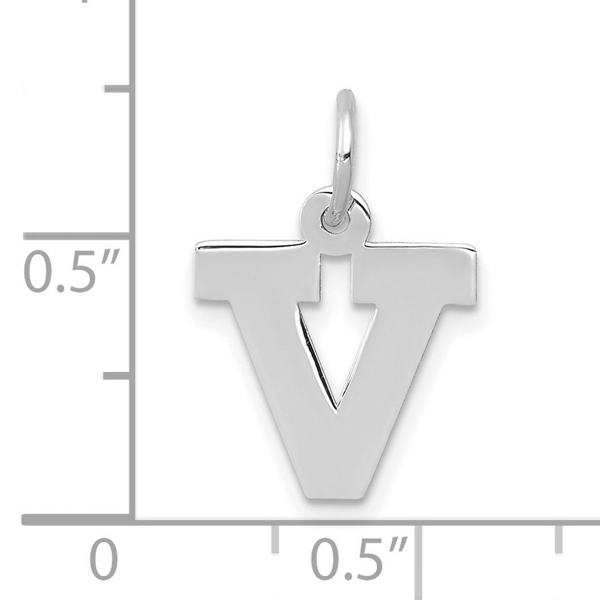 10k White Gold Hebrew Shin Pendant, Stylized V Arrowhead Design, Symbolic Religious Jewelry