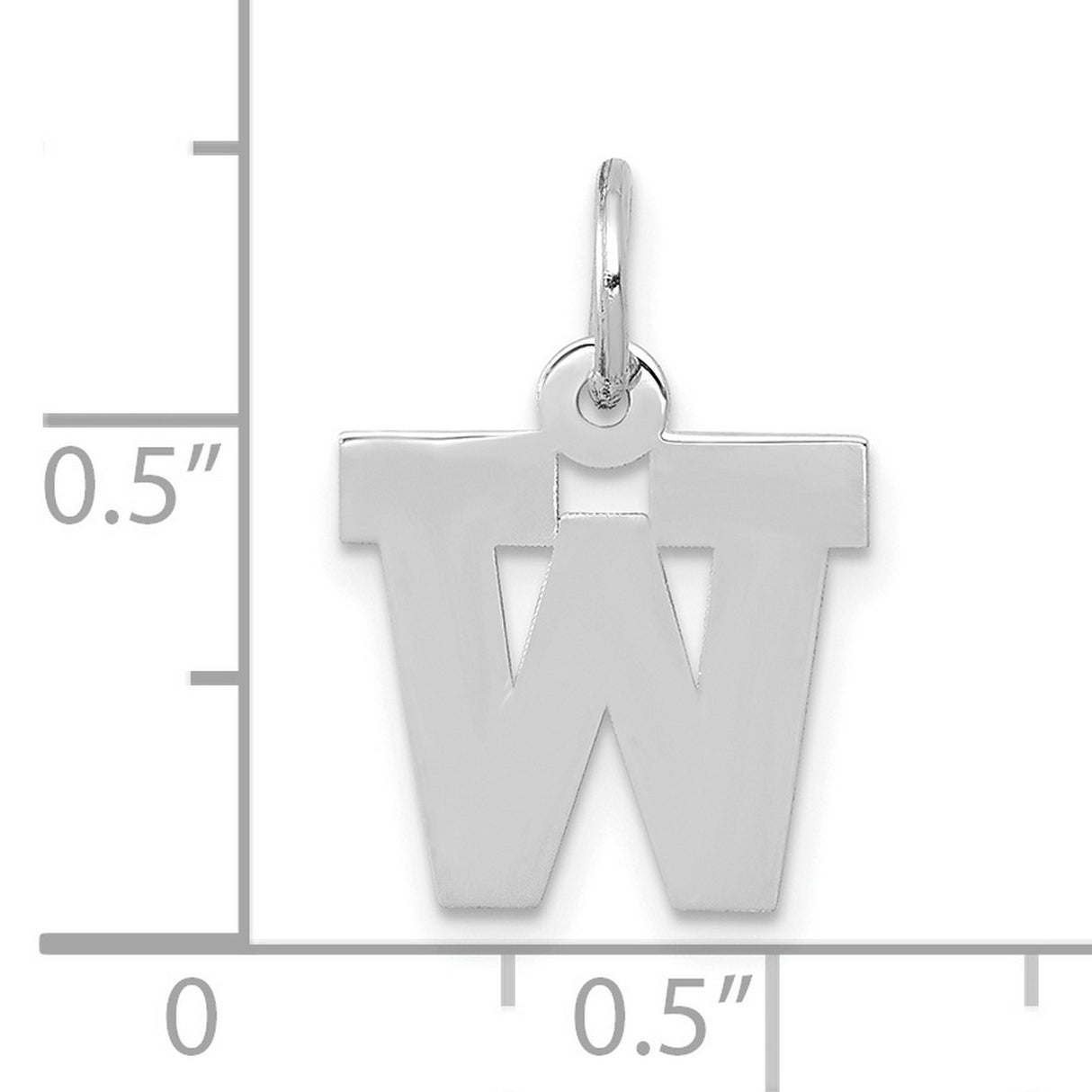 10k White Gold W Pendant Charm, Block Letter Alphabet Jewelry, Polished Unisex Initial Design