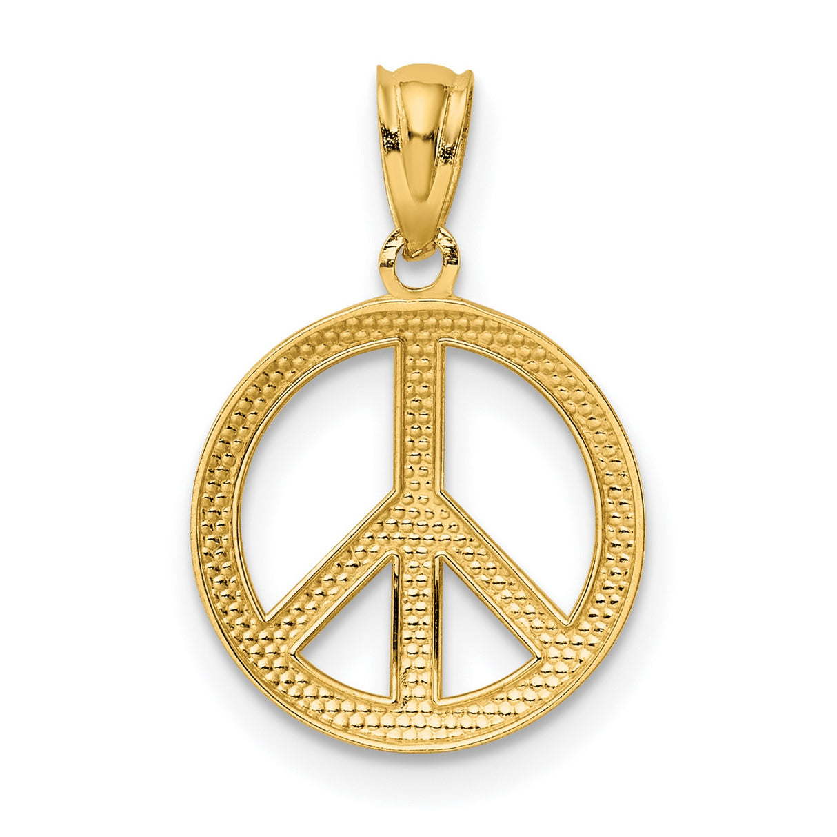 10k Yellow Gold Peace Sign Pendant with Openwork Design, Unisex Harmony Symbol Charm