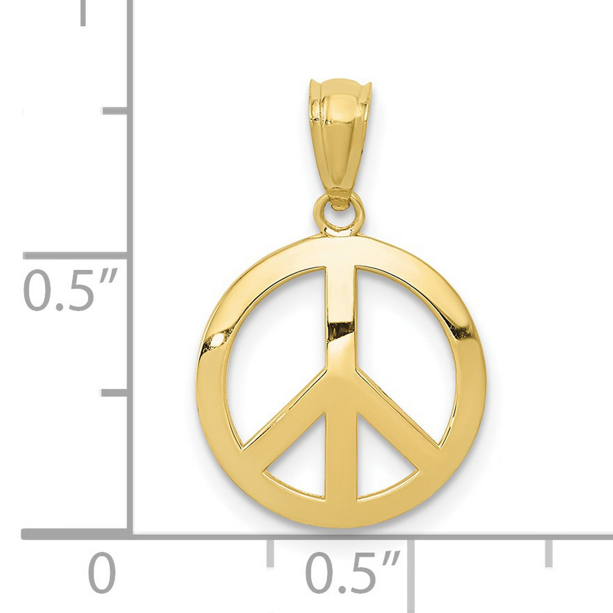 10k Yellow Gold Peace Sign Pendant with Openwork Design, Unisex Harmony Symbol Charm