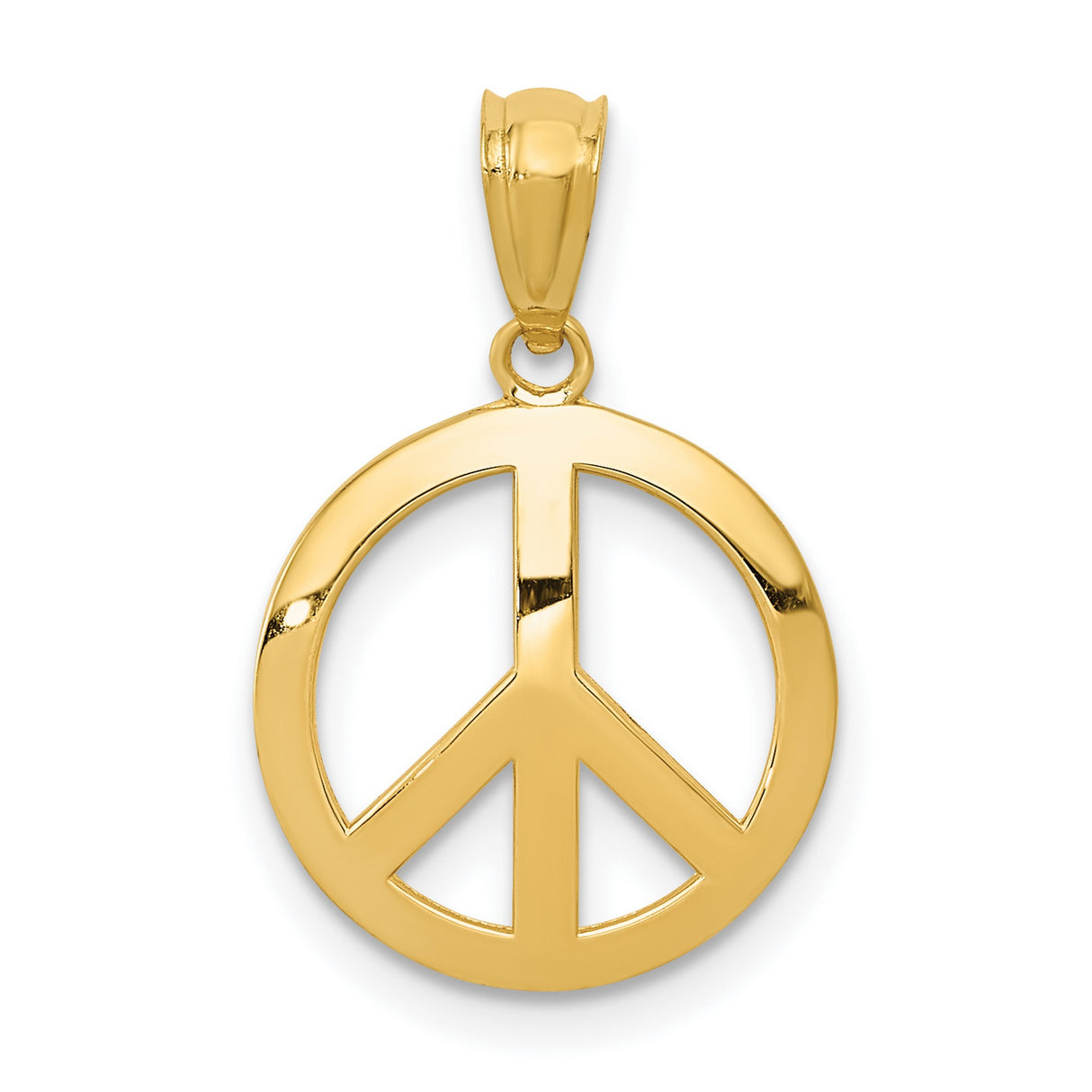 10k Yellow Gold Peace Sign Pendant with Openwork Design, Unisex Harmony Symbol Charm