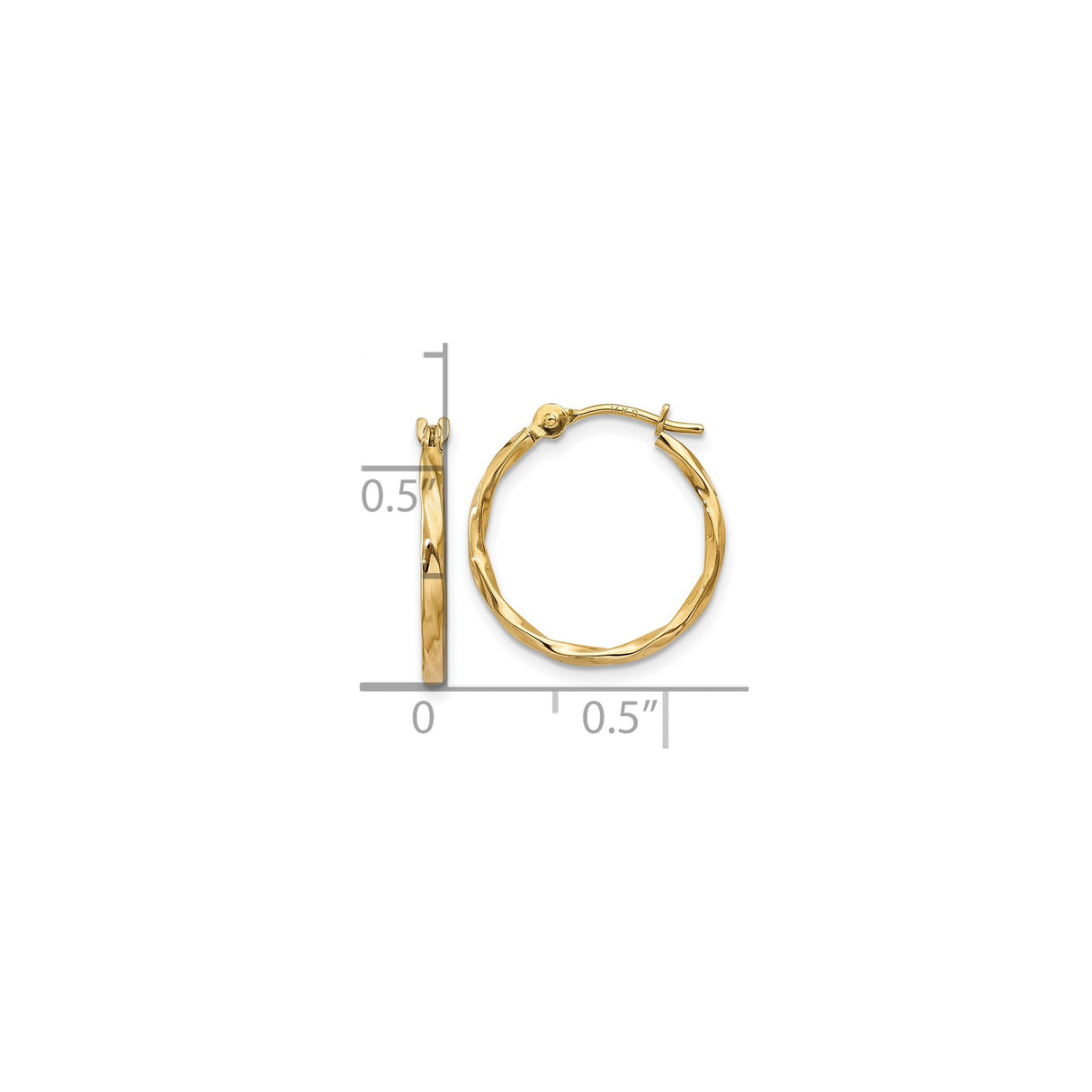 10k Yellow Gold Twisted Hoop Earrings, Polished Finish, Latch Back, Minimalist Style for Women