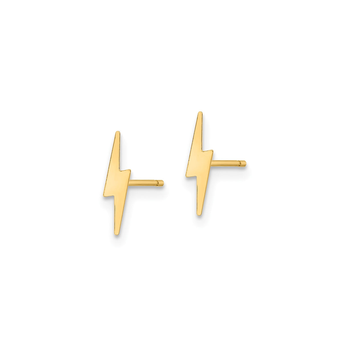 10k Yellow Gold Lightning Bolt Stud Earrings, Minimalist Geometric Design for Women and Unisex