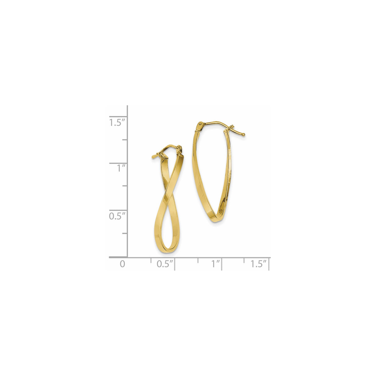10k Yellow Gold Hoop Earrings, Twisted Teardrop Design with Polished Finish for Women