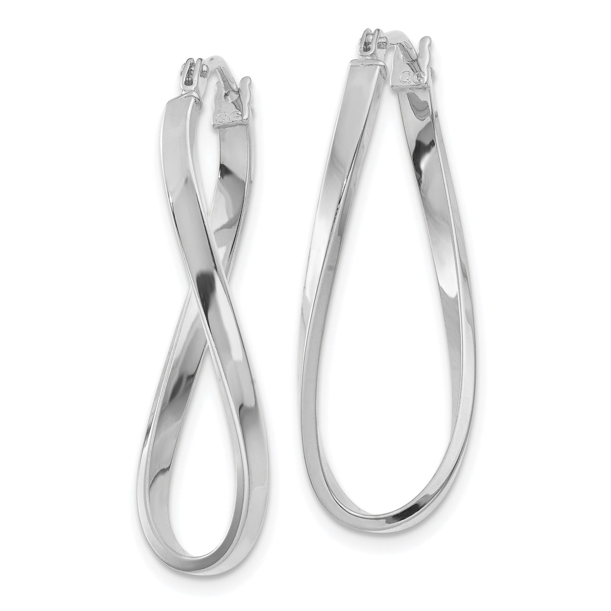 10k White Gold Twisted Teardrop Hoop Earrings, Lightweight Modern Design for Women